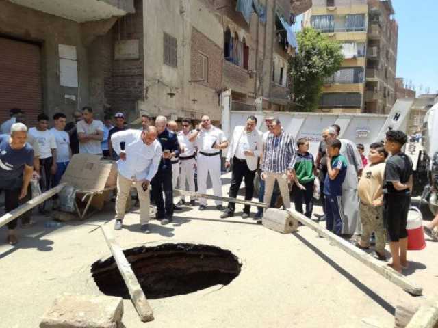 هبوط أرضى بمنطقة الشونة بحي غرب شبرا الخيمة