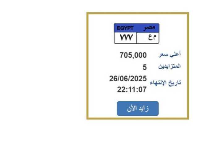 سعرها 700 ألف جنيه.. خطوات التزايد على لوحة سيارة مميزة