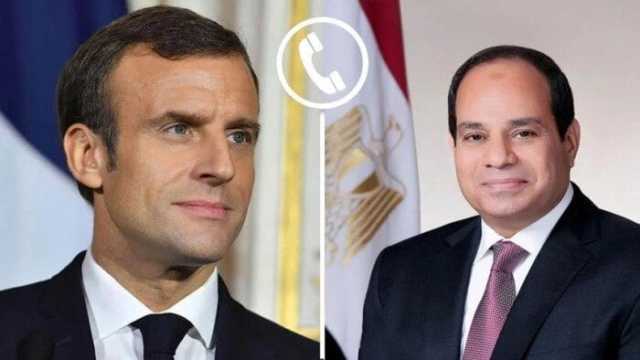 الرئيس السيسي يبحث مع ماكرون جهود مصر لوقف إطلاق النار في غزة