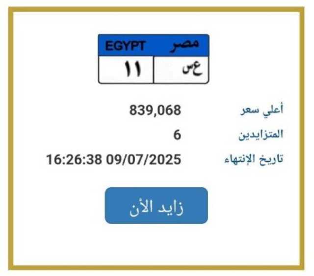 اقتربت من مليون جنيه.. مزايدة نارية على لوحة سيارة مميزة