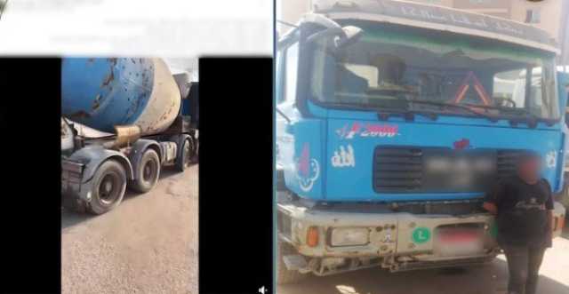 القبض على سائق ألقى خرسانة بالطريق العام في القليوبية.. «فيديو»