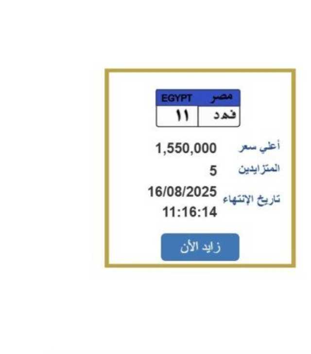 سعرها تخطى مليون ونصف.. التزايد يشتعل على لوحة سيارة مميزة