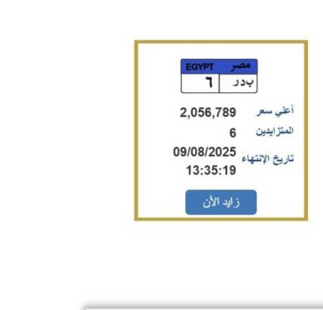 سعرها وصل 2 مليون جنيه.. مزايدة نارية على لوحة سيارة مميزة
