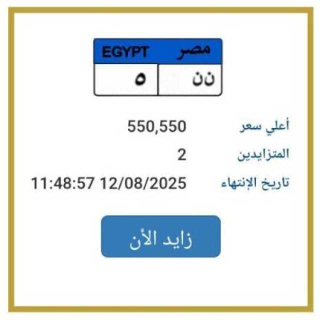 بنصف مليون جنيه.. «المرور» تطرح التزايد على لوحة سيارة مميزة