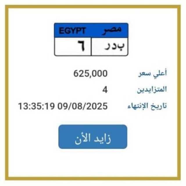 «بدر 6».. المرور تطرح التزايد على لوحة سيارة مميزة | اعرف الخطوات
