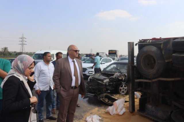 محافظ القليوبية يتدخل لرفع آثار حادث مروري على طريق شبرا بنها الحر