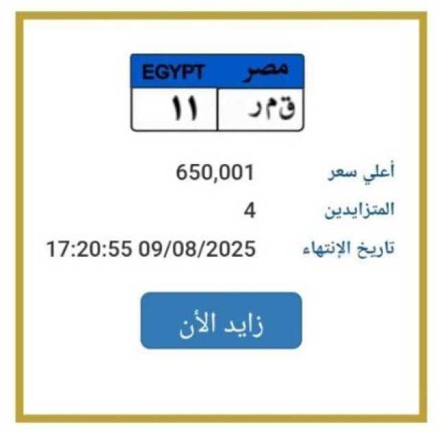 اقتربت من مليون جنيه.. مزايدة نارية على لوحة سيارة مميزة