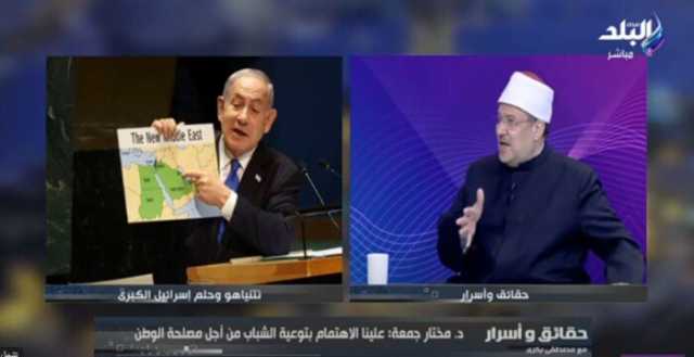 مختار جمعة يحذر من مخاطر «إسرائيل الكبرى» على المنطقة العربية.. فيديو