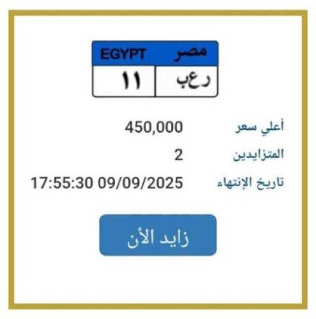 اقتربت من نصف مليون.. «المرور» تطرح التزايد على لوحة سيارة مميزة