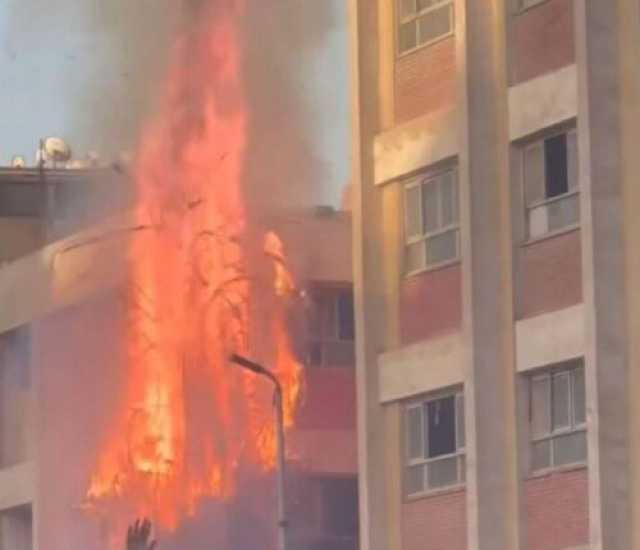 حريق عين شمس اليوم.. النيران تلتهم مجمع مدارس في أول أيام العيد «فيديو»