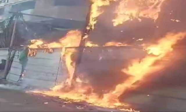حريق هائل بمائدة إفطار على الطريق السريع بطنطا دون إصابات «صور»