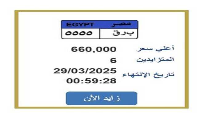 سعرها وصل 660 ألف جنيه حتى الآن.. خطوات التزايد على لوحة سيارة مميزة