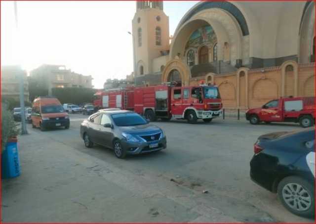 المعاينة: حريق كنيسة النرجس اندلع في البدروم.. والحماية المدنية حاصرت النيران «صور»
