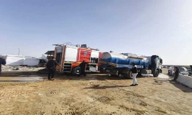 مياه مطروح تُشارك في إطفاء حريق بمدينة رأس الحكمة