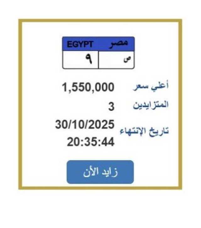 سعرها تخطى المليون ونصف.. مزايدة نارية على لوحة سيارة مميزة