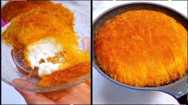 طريقة عمل كنافة طاسة بالكريمة خطوة بخطوة