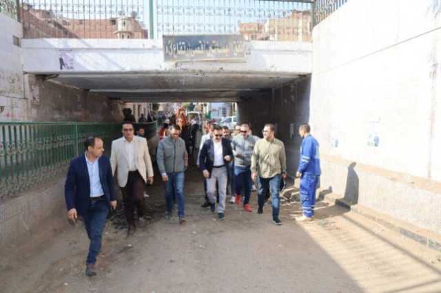 محافظ المنوفية يتفقد أعمال تطوير ورفع كفاءة نفق البساتين بحي غرب شبين الكو