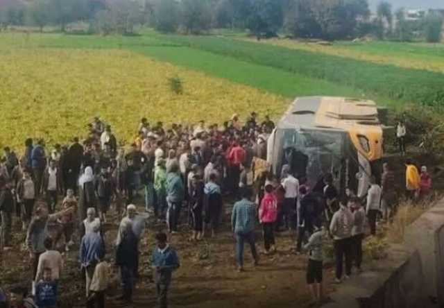 مصرع شخص وإصابة 3 في انقلاب أتوبيس رحلات بالغربية بسبب الأمطار