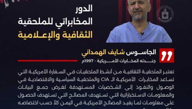بالفيديو.. الجاسوس شايف الهمداني يكشف بالتفصيل الدور المخابراتي للملحقية الثقافية والإعلامية في السفارة الأمريكية بصنعاء وعلاقتها بالـ(CIA)