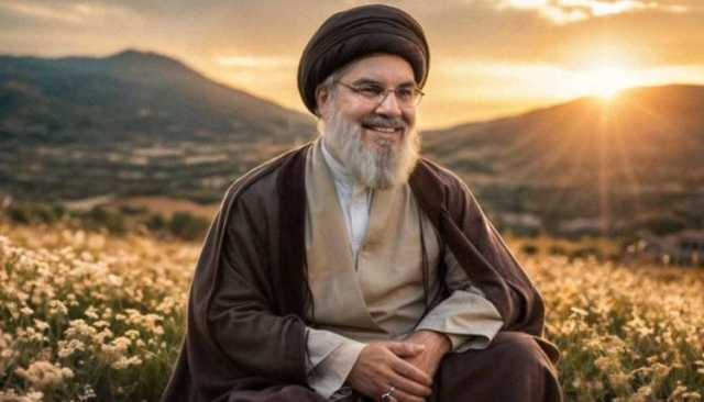 إزاحة الستار عن لوحة الفنان الايراني حسن روح الأمين في مراسم تشييع سيد المقاومة