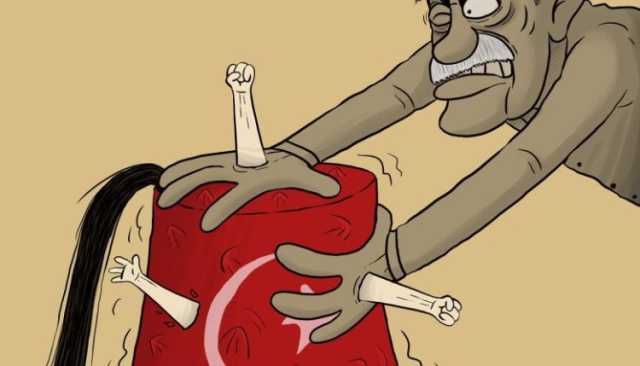 شاهد | أردوغان ومحاولة إجهاض الثورة التركية .. كاريكاتير