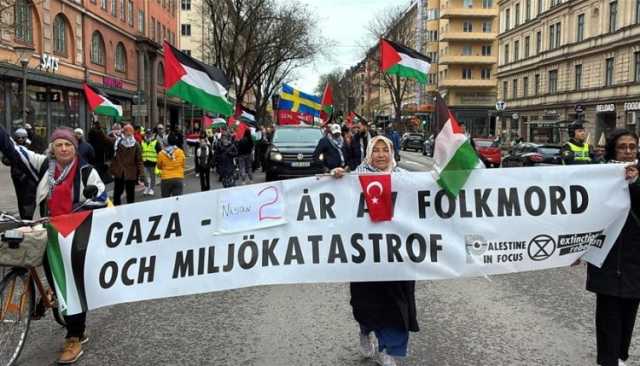 مظاهرة في ستوكهولم دعماً لفلسطين والتنديد بمجازر العدو