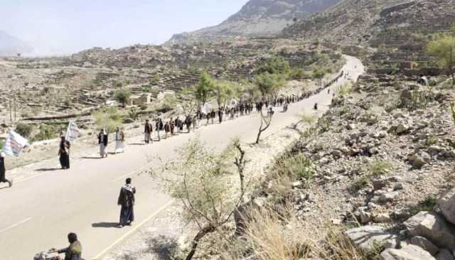 مسير في مديرية السودة بعمران دعماً لفلسطين وتأكيدا للجهوزية لمواجهة العدوان