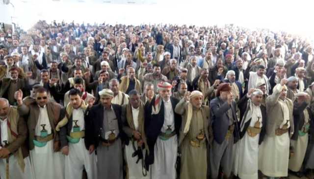 لقاء موسع للمشايخ والوجهات الاجتماعية في محافظة عمران لإعلان النفير العام ومواجهة العدوان