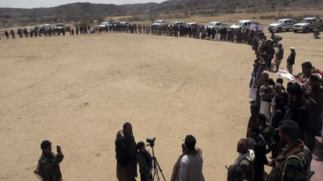 البيضاء.. وقفة لأبناء مديرية الشرية إسناداً لغزة وإعلان البراءة من الخونة