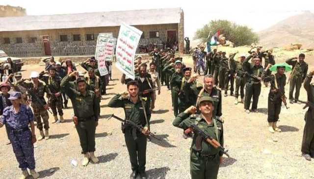 عرض أمني وتعبوي حاشد في الشاهل بحجة يجدد التفويض لقائد الثورة نصرة لفلسطين
