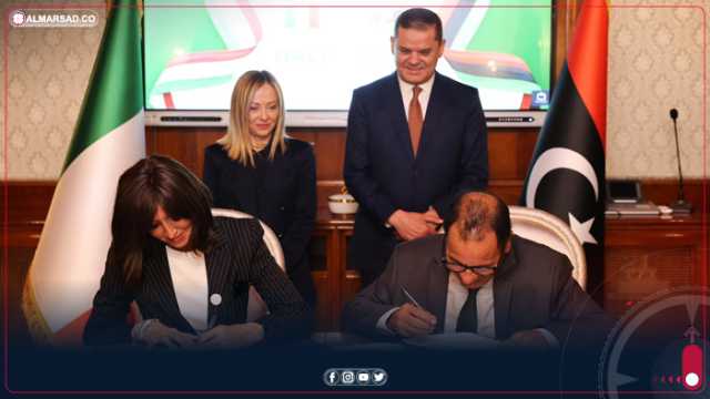 بحضور الدبيبة وميلوني ..توقيع ثلاث اتفاقية بين ليبيا وإيطاليا