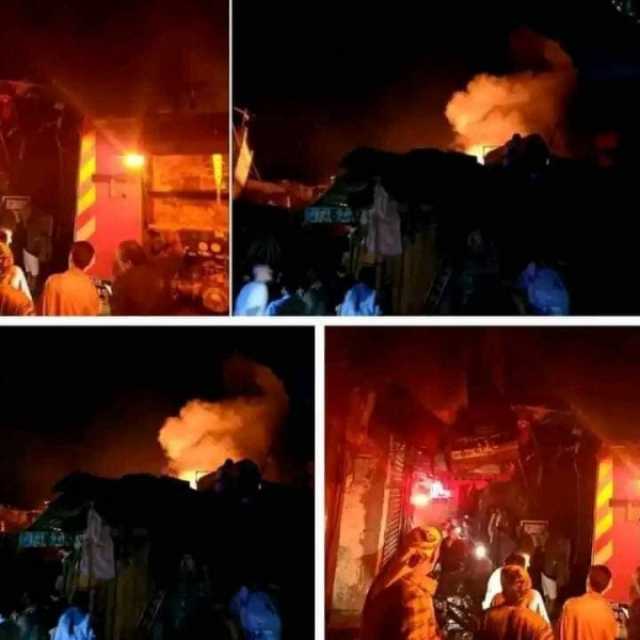 حريق هائل في سوق 'الحلقة' بصنعاء القديمة وخسائر مادية كبيرة