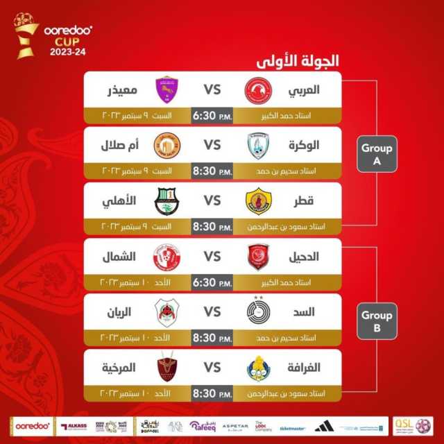 6 مباريات بالجولة الأولى.. كأس Ooredoo تنطلق غداً