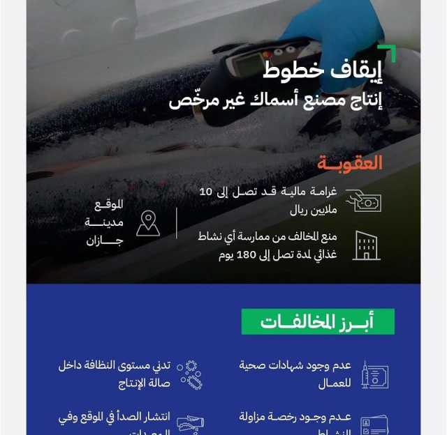 “الغذاء والدواء” توقف خطوط إنتاج مصنع أسماك غير مرخّص