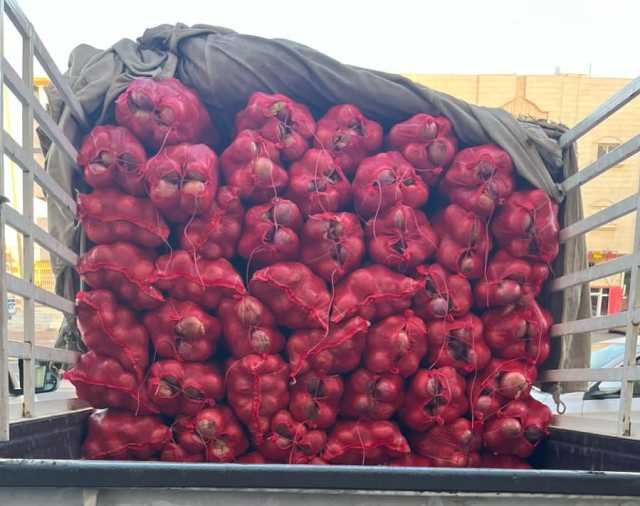 مصادرة 1600 كغم من البصل بمستودع مخالف في تبوك