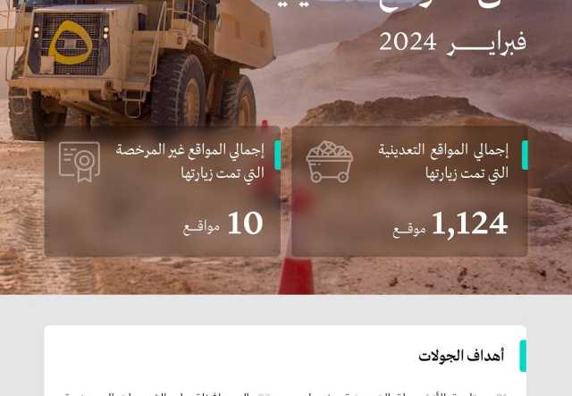 1124 جولة رقابية على المواقع التعدينية خلال شهر