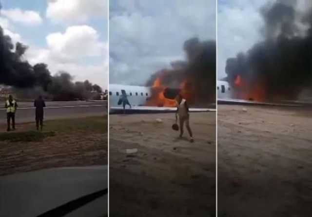 شاهد.. لحظة تحطم طائرة تقل وزير المناجم الكونغولي