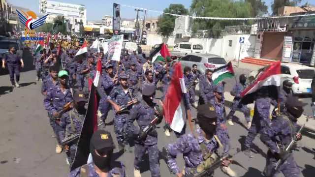 مسيرة وعرض رمزي بمديرية الوحدة تأييدا ودعما لعملية “طوفان الأقصى”