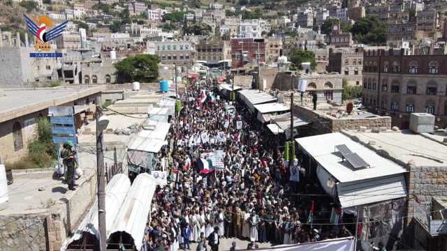 مسيرة حاشدة في المحويت تأييداً لعملية “طوفان الأقصى”