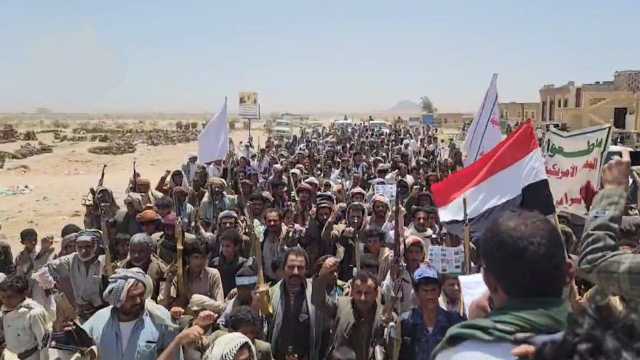مسيرات حاشدة في 46 ساحة في الجوف تحت شعار “مع غزة.. لمواجهة جريمة الإبادة والتجويع”