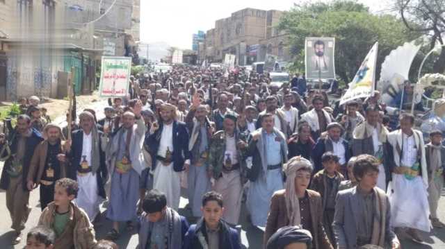74 مسيرة حاشدة في المحويت نصرة لغزة واحتفالا بهزيمة أمريكا