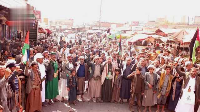محافظة صنعاء تشهد مسيرات حاشدة تحت شعار “لا أمن للكيان.. وغزة والأقصى تحت العدوان”