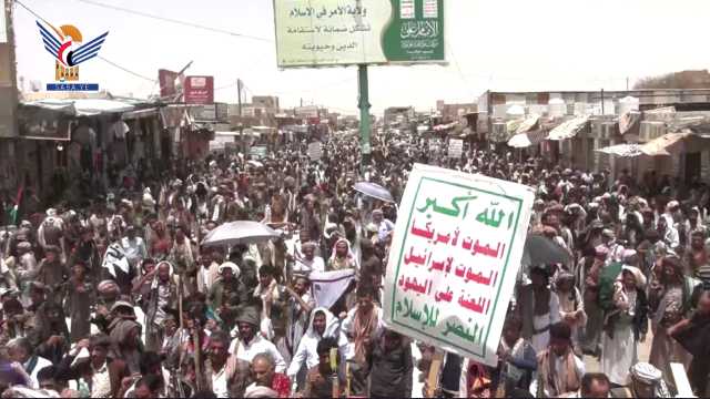 مسيرات حاشدة في الجوف استمرارا في اسناد الشعب الفلسطيني مهما كانت النتائج