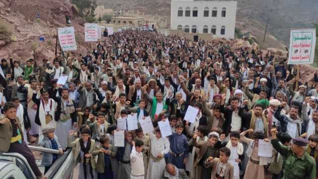 أبناء محافظة حجة يحتشدون في 281 مسيرة تضامناً مع غزة