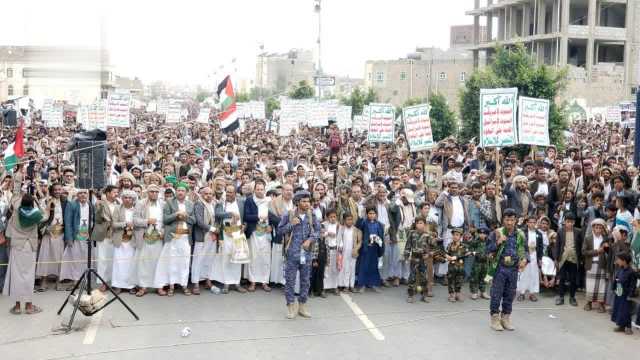 106 مسيرات جماهيرية بعمران نصرة لغزة ورفضا لمؤامرة نزع سلاح المقاومة