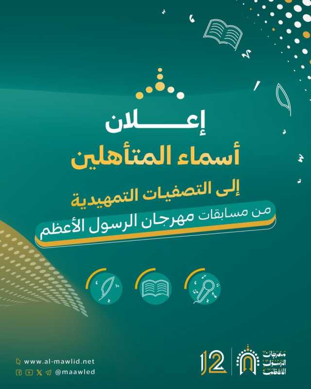 تأهل 134 مشاركاً للتصفيات التمهيدية من مهرجان الرسول الأعظم