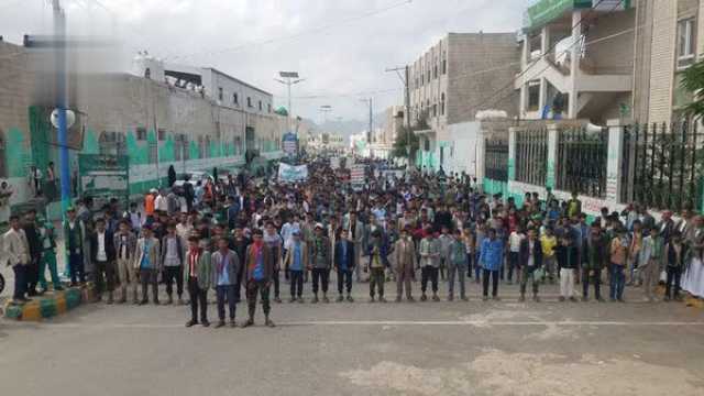 مسيرات طلابية في حجة نصرة للشعب الفلسطيني