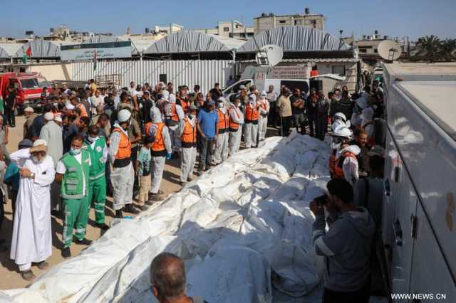 تشييع جثامين 50 شهيدا فلسطينياً مجهول الهوية إلى مقبرة مخصصة في غزة