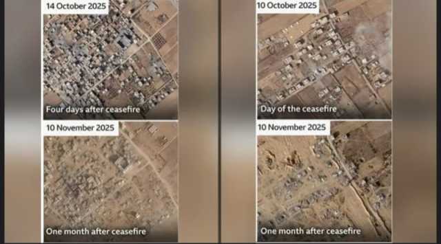 أقمار صناعية تُظهر تدمير العدو الإسرائيلي أكثر من 1500 مبنى بغزة منذ وقف النار