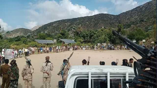 وقفة حاشدة في حيفان وفاء لدماء الشهداء وثبات الموقف المساند لفلسطين